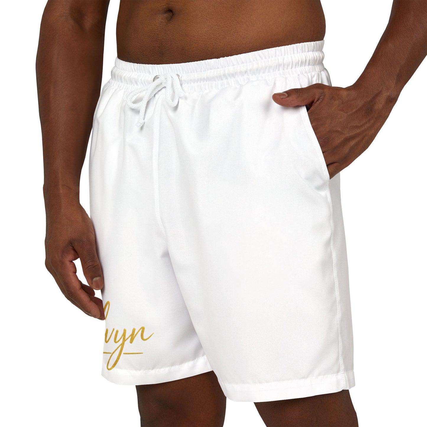 Stylish Zalvyn Swim Shorts with Gold 'Zaluyn' Logo - Perfect for Summer Adventures